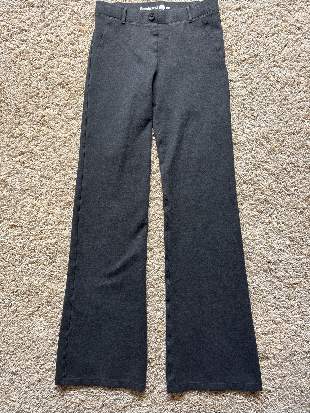 BETABRAND Dress Pant Yoga Pants Bootcut Ponte Stretch Pull-On Charcoal Sz S Long